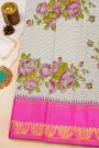 Gadwal Silk Off White Saree With Tanjore Hand-Painted Florals Border