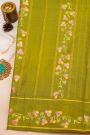 Gadwal Silk Off White Saree With Tanjore Hand-Painted Florals And Peacocks Body