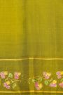 Gadwal Silk Off White Saree With Tanjore Hand-Painted Florals And Peacocks Body