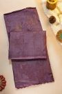 Fancy Tussar Dark Purple Saree With Florals And Leaves Body
