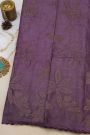 Fancy Tussar Dark Purple Saree With Florals And Leaves Body
