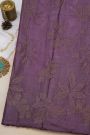 Fancy Tussar Dark Purple Saree With Florals And Leaves Body