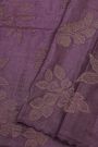 Fancy Tussar Dark Purple Saree With Florals And Leaves Body
