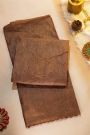 Fancy Tussar Rust Saree With Florals And Leaves Body