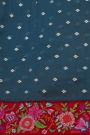 Fancy Tussar Midnight Blue Saree With Florals And Leaves In Thread Work Border