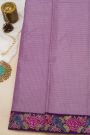 Fancy Tussar Lavender Saree With Florals And Leaves In Thread Work Border