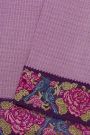Fancy Tussar Lavender Saree With Florals And Leaves In Thread Work Border