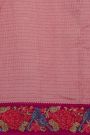Fancy Tussar Baby Pink Saree With Florals And Leaves In Thread Work Border