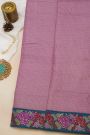 Fancy Tussar Lavender Saree With Florals And Leaves In Thread Work Border