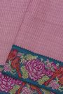 Fancy Tussar Lavender Saree With Florals And Leaves In Thread Work Border