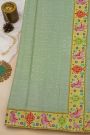 Fancy Tussar Pista Green Saree With Cross Stich Work Border