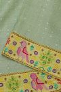 Fancy Tussar Pista Green Saree With Cross Stich Work Border