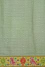 Fancy Tussar Pista Green Saree With Cross Stich Work Border