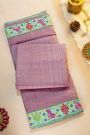 Fancy Tussar Onion Pink Saree With Cross Stich Work Border