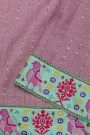 Fancy Tussar Onion Pink Saree With Cross Stich Work Border