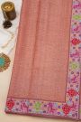 Fancy Tussar Peach Pink Saree With Cross Stich Work Border