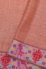 Fancy Tussar Peach Pink Saree With Cross Stich Work Border