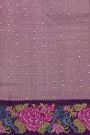Fancy Tussar Onion Pink Saree With Florals And Birds Cross Stich Work Border