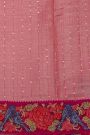 Fancy Tussar Dark Pink Saree With Cross Stich Work Border