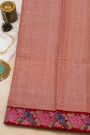 Fancy Tussar Peach Pink Saree With Cross Stich Work Border