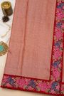 Fancy Tussar Peach Pink Saree With Cross Stich Work Border