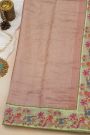 Fancy Tussar Onion Pink Saree With Cross Stich Work Border