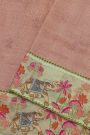 Fancy Tussar Onion Pink Saree With Cross Stich Work Border