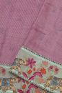 Fancy Tussar Dark Mauve Saree With Florals And Animals In Thread Work Border