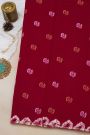 Fancy Tussar Red Saree With Bird Buttis In Thread Work Body