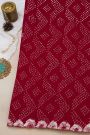 Fancy Tussar Red Saree With Bird Buttis In Thread Work Body