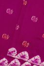 Fancy Tussar Rani Pink Saree With Bird Buttis In Thread Work Body