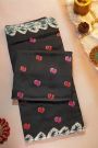 Fancy Tussar Black Saree With Bird Buttis In Thread Work Body