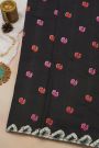 Fancy Tussar Black Saree With Bird Buttis In Thread Work Body