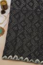 Fancy Tussar Black Saree With Bird Buttis In Thread Work Body