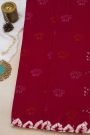 Fancy Tussar Red Saree With Elephant Buttis In Thread Work Body