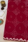 Fancy Tussar Red Saree With Elephant Buttis In Thread Work Body