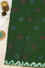 Fancy Tussar Bottle Green Saree With Elephant Buttis In Thread Work Body