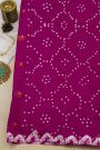 Fancy Tussar Rani Pink Saree With Elephant Buttis In Thread Work Body