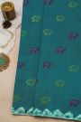 Fancy Tussar Teal Green Saree With Elephant Buttis In Thread Work Body