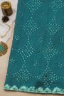Fancy Tussar Teal Green Saree With Elephant Buttis In Thread Work Body