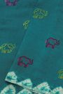 Fancy Tussar Teal Green Saree With Elephant Buttis In Thread Work Body