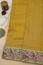 Fancy Tussar Mustard Yellow Saree With Florals And Birds In Thread Work Border