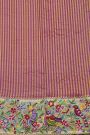 Fancy Tussar Dual Colour Saree With Florals And Birds In Thread Work Border