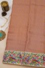 Fancy Tussar Dual Colour Saree With Florals And Birds In Thread Work Border