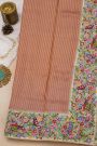 Fancy Tussar Dual Colour Saree With Florals And Birds In Thread Work Border