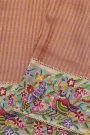 Fancy Tussar Dual Colour Saree With Florals And Birds In Thread Work Border
