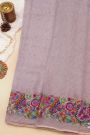Fancy Tussar Onion Pink Saree With Florals And Butterflies In Thread Work Border