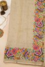 Fancy Tussar Off White Saree With Florals And Butterflies In Thread Work Border