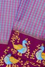 Gadwal Silk Multi-Colour Saree With Tanjore Hand-Painted Florals And Peacocks Border