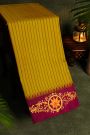 Gadwal Silk Mustard Saree With Tanjore Hand-Painted Florals Border